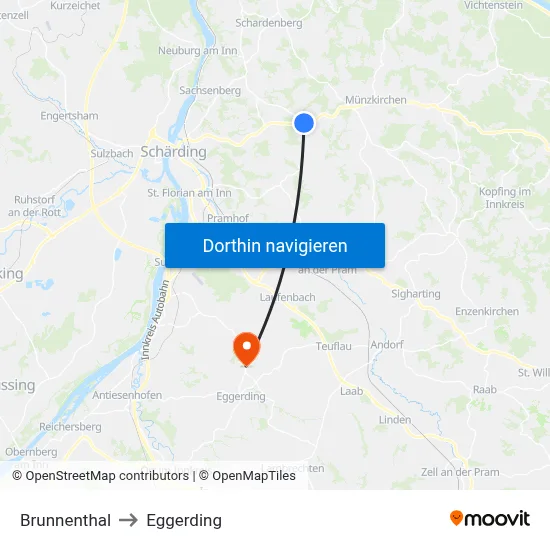 Brunnenthal to Eggerding map