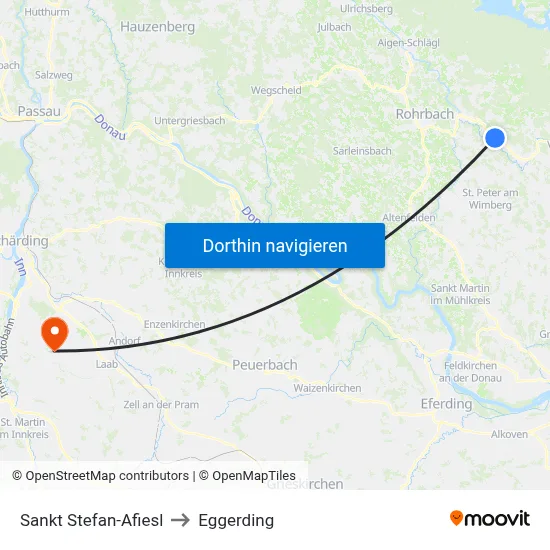 Sankt Stefan-Afiesl to Eggerding map