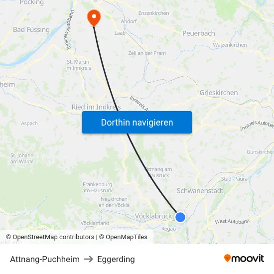 Attnang-Puchheim to Eggerding map
