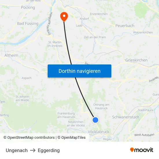 Ungenach to Eggerding map