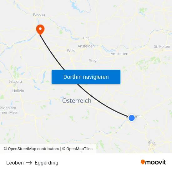 Leoben to Eggerding map