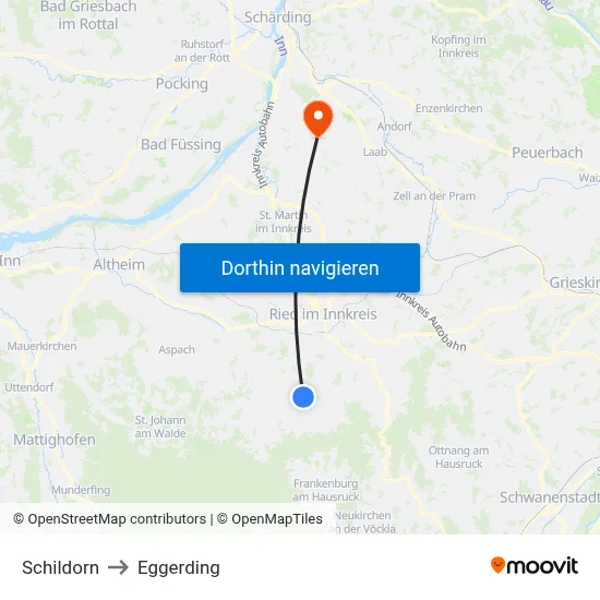 Schildorn to Eggerding map