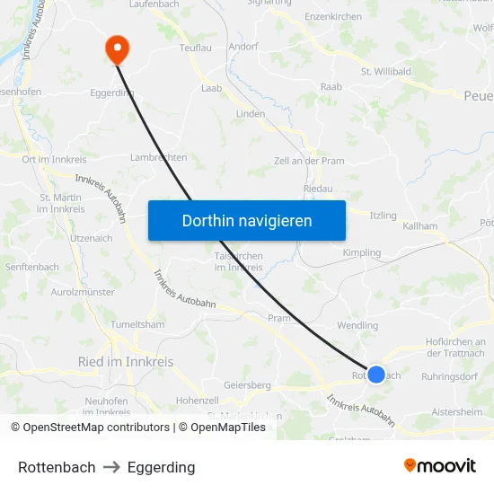 Rottenbach to Eggerding map