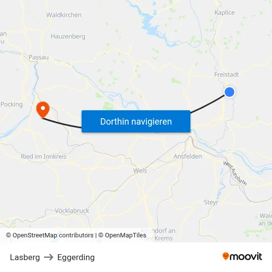Lasberg to Eggerding map