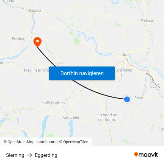 Sierning to Eggerding map