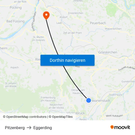 Pitzenberg to Eggerding map