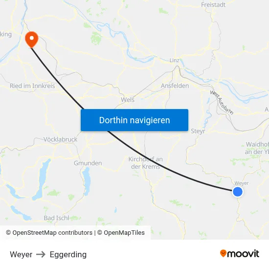 Weyer to Eggerding map