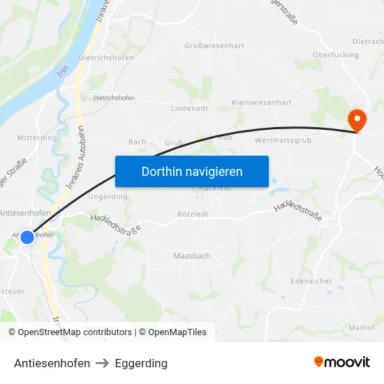 Antiesenhofen to Eggerding map