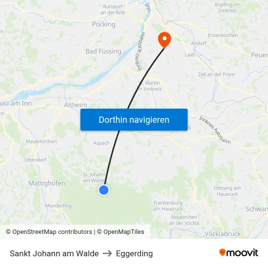 Sankt Johann am Walde to Eggerding map
