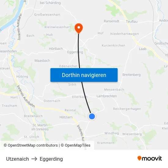 Utzenaich to Eggerding map