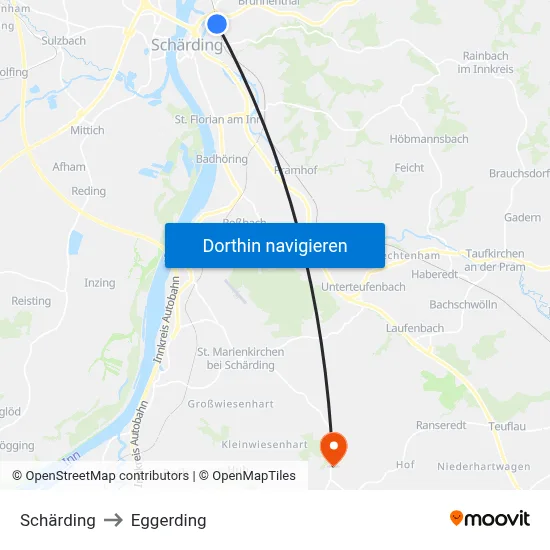 Schärding to Eggerding map