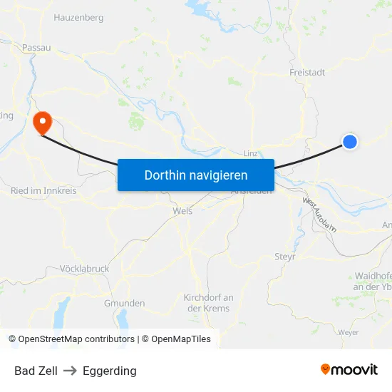 Bad Zell to Eggerding map