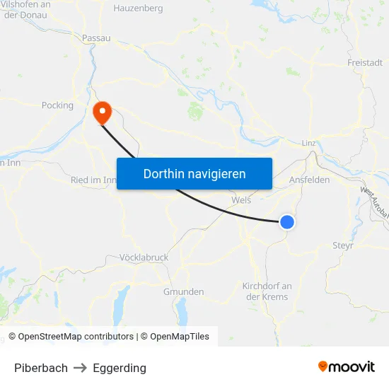 Piberbach to Eggerding map