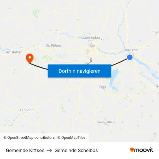 Gemeinde Kittsee to Gemeinde Scheibbs map