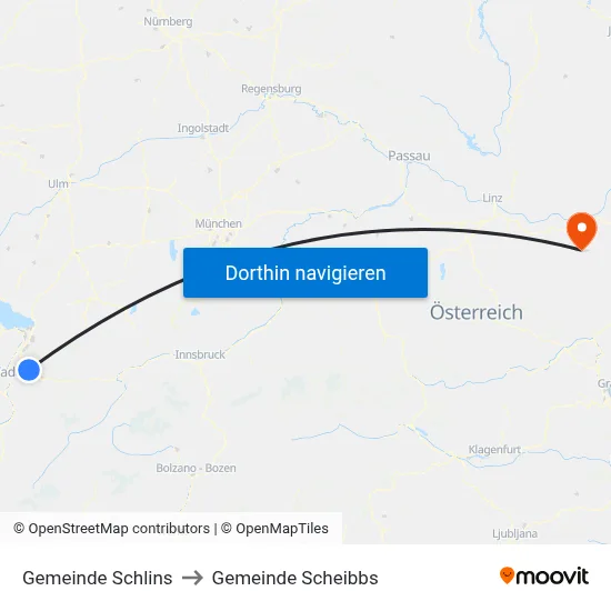 Gemeinde Schlins to Gemeinde Scheibbs map