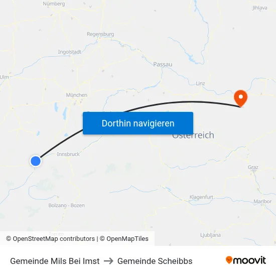 Gemeinde Mils Bei Imst to Gemeinde Scheibbs map