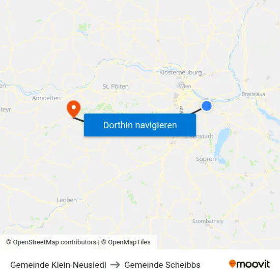Gemeinde Klein-Neusiedl to Gemeinde Scheibbs map