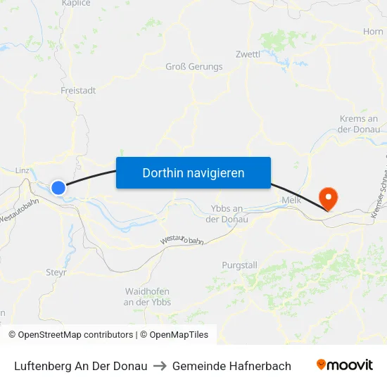 Luftenberg An Der Donau to Gemeinde Hafnerbach map
