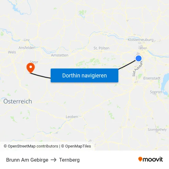 Brunn Am Gebirge to Ternberg map