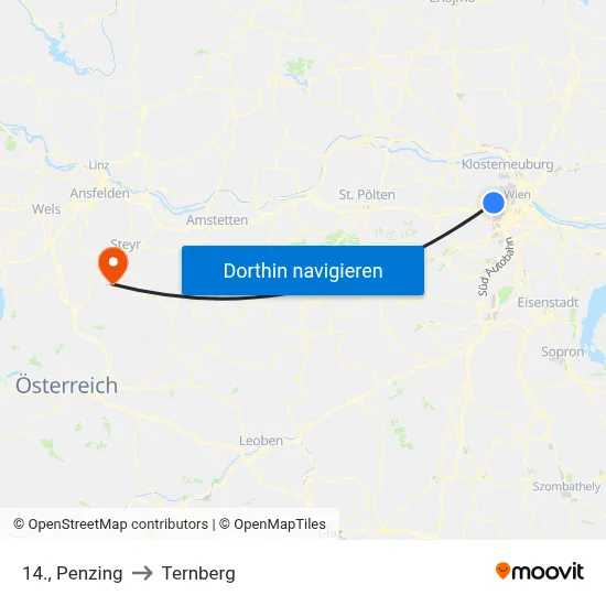 14., Penzing to Ternberg map