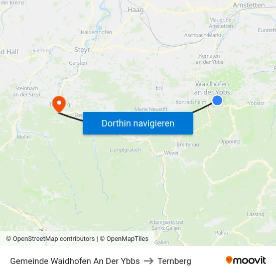 Gemeinde Waidhofen An Der Ybbs to Ternberg map