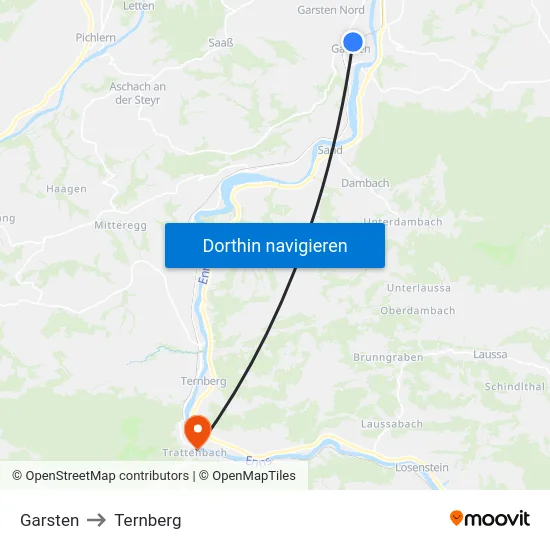 Garsten to Ternberg map