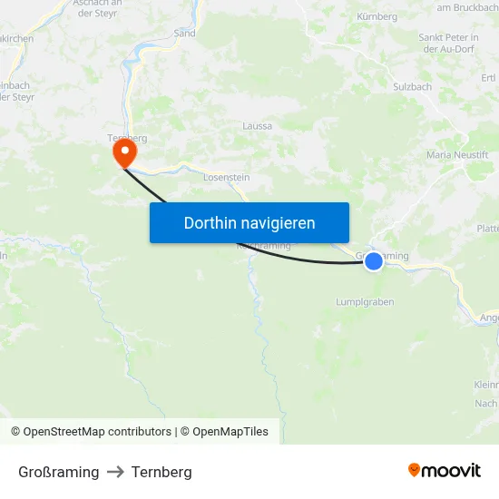 Großraming to Ternberg map