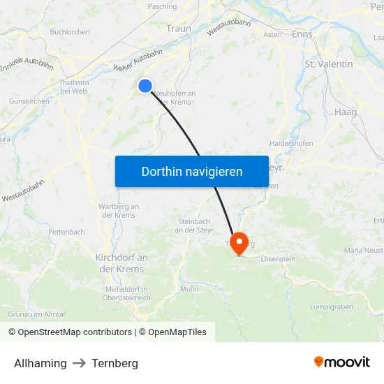 Allhaming to Ternberg map