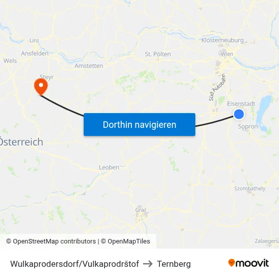 Wulkaprodersdorf/Vulkaprodrštof to Ternberg map