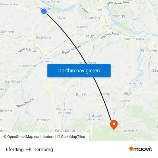 Eferding to Ternberg map