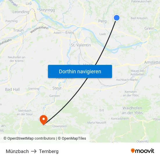 Münzbach to Ternberg map