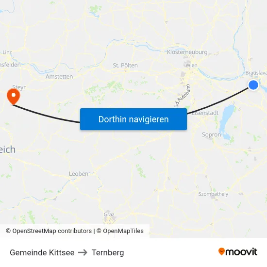 Gemeinde Kittsee to Ternberg map