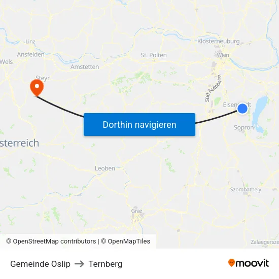 Gemeinde Oslip to Ternberg map