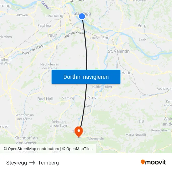 Steyregg to Ternberg map