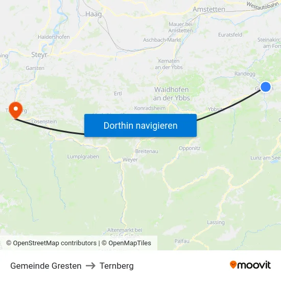 Gemeinde Gresten to Ternberg map
