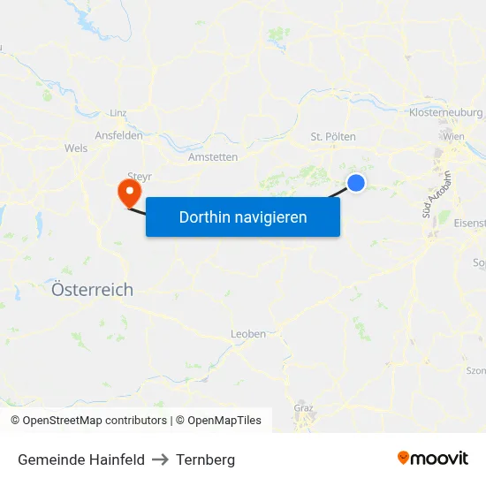 Gemeinde Hainfeld to Ternberg map