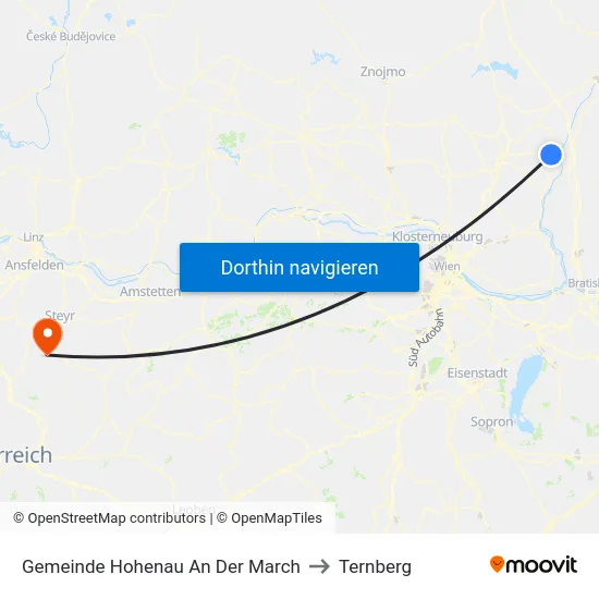 Gemeinde Hohenau An Der March to Ternberg map