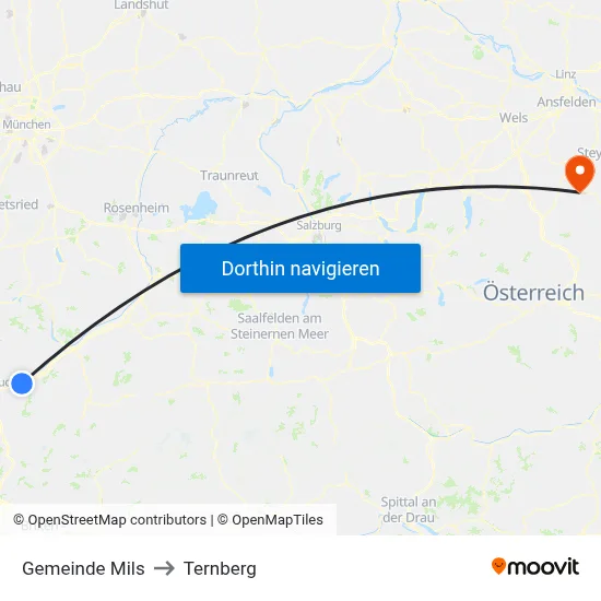 Gemeinde Mils to Ternberg map