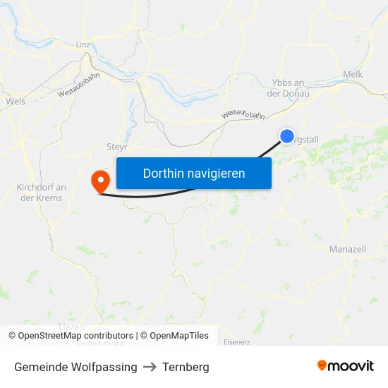 Gemeinde Wolfpassing to Ternberg map