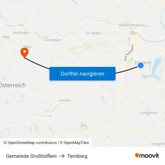 Gemeinde Großhöflein to Ternberg map