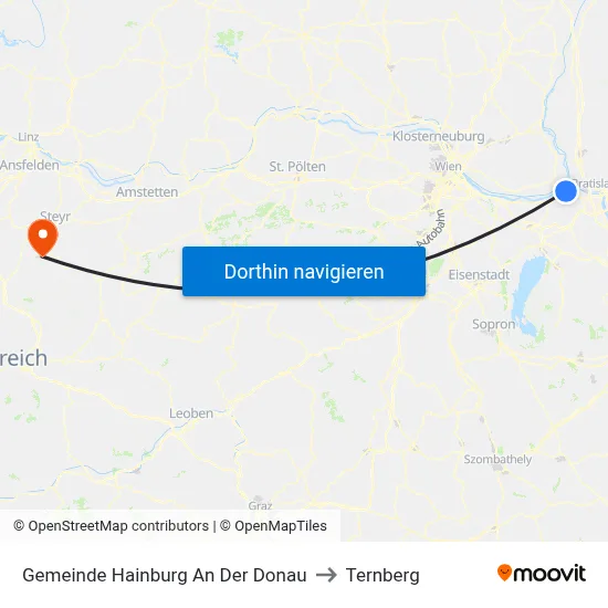 Gemeinde Hainburg An Der Donau to Ternberg map
