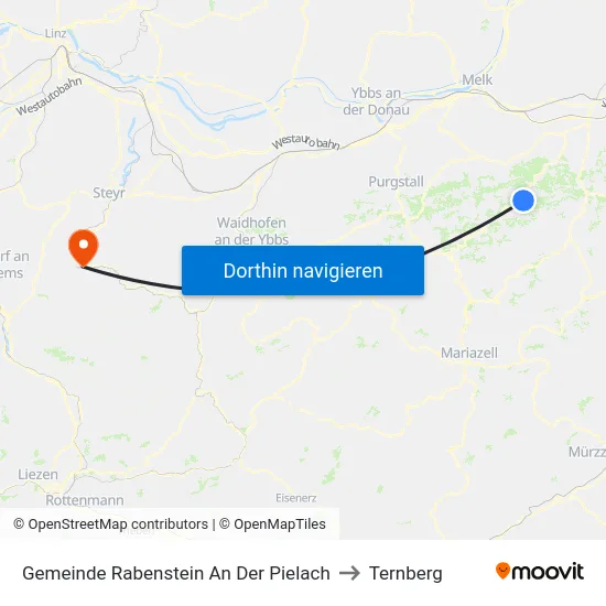 Gemeinde Rabenstein An Der Pielach to Ternberg map