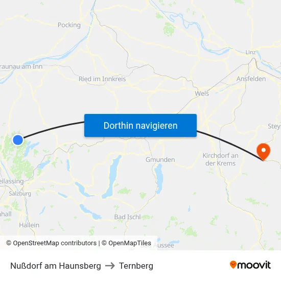 Nußdorf am Haunsberg to Ternberg map