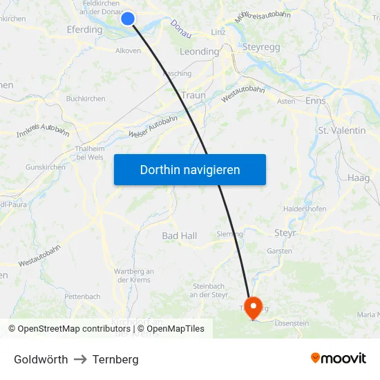 Goldwörth to Ternberg map
