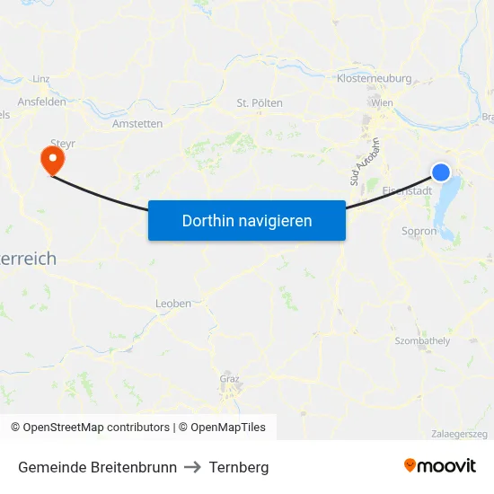 Gemeinde Breitenbrunn to Ternberg map