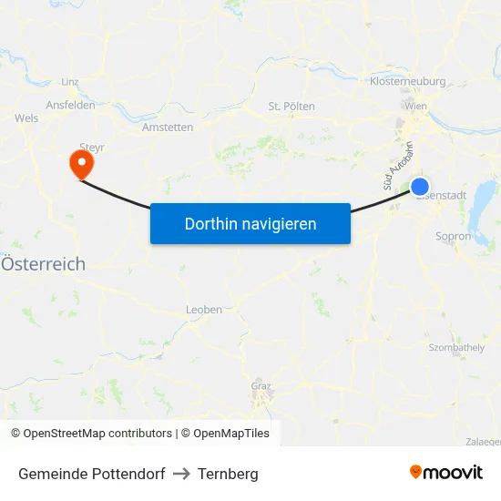 Gemeinde Pottendorf to Ternberg map