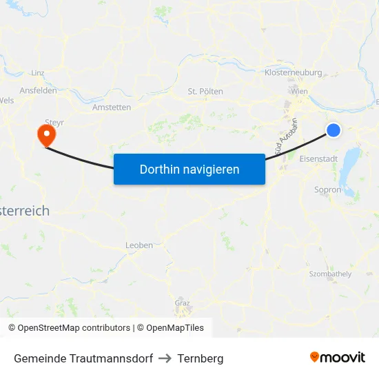 Gemeinde Trautmannsdorf to Ternberg map