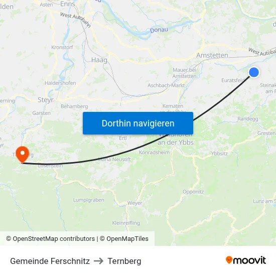Gemeinde Ferschnitz to Ternberg map