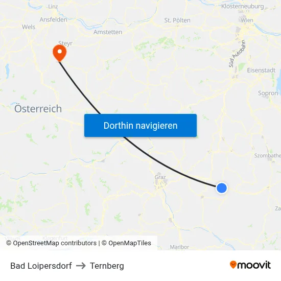 Bad Loipersdorf to Ternberg map