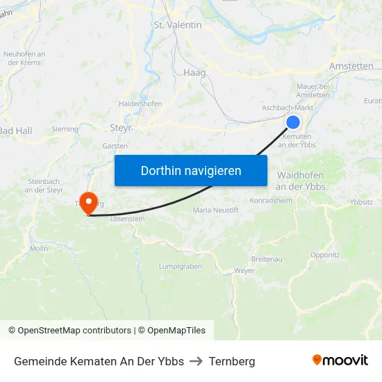 Gemeinde Kematen An Der Ybbs to Ternberg map